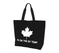 I'M On The Eh Team Canada Borsa per la spesa riutilizzabile in tela leggera da donna canadese nera