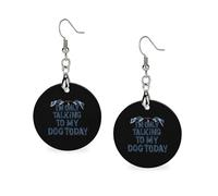I'm Only Talking To My Dog Today, orecchini in legno da donna, rotondi, pendenti a goccia, gioielli alla moda, 3,0 x 6,1 cm