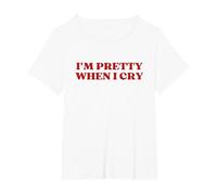 I'm Pretty When I Cry Y2k Aesthetic Maglietta, Donna Plus-Size, Bianco, 6X