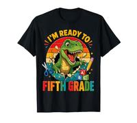 I'm Ready for 5th Grade T Rex Dinosaur Back To School Maglietta