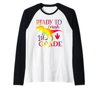 I'm Ready To Crush 1st Grade Dinosaurs Back To School Maglia con Maniche Raglan