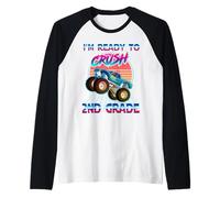 I'm Ready To Crush 2nd Grade Monster Truck Back to School Maglia con Maniche Raglan