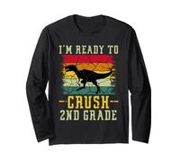 I'm Ready To Crush 2nd Grade T Rex Dinosaur Back To School Maglia a Manica