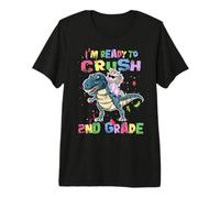 I'm Ready To Crush 2nd Grade Unicorn Dinosaur Back to School Maglietta Premium