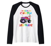 I'm Ready To Crush 3rd Grade Unicorn Dabbing Monster Truck Maglia con Maniche Raglan