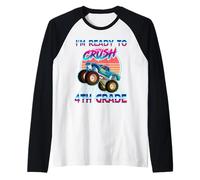 I'm Ready To Crush 4th Grade Monster Truck Back to School Maglia con Maniche Raglan