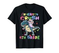 I'm Ready To Crush 4th Grade Unicorn Dinosaur Back to School Maglietta