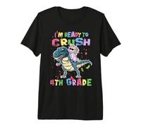 I'm Ready To Crush 4th Grade Unicorn Dinosaur Back to School Maglietta Premium