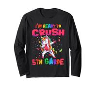 I'm Ready To Crush 5th Grade Unicorn Dabbing Back to School Maglia a Manica