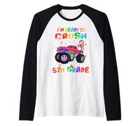 I'm Ready To Crush 5th Grade Unicorn Dabbing Monster Truck Maglia con Maniche Raglan