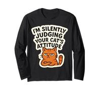 I'm Silently Judging Your Cat's Attitude Divertente Proprietario Amante Maglia a Manica