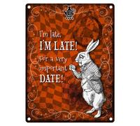 I'M Tardi,I'M Tardi Per a Very Alice IN Meravigliosa Insegna Grande Metallo