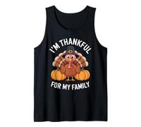 I'm Thankful for My Family Cute Turkey Thanksgiving Art Canotta