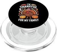 I'm Thankful For My Family Cute Turkey Thanksgiving Art PopSockets PopGrip per MagSafe