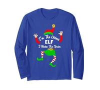 I'm The Oldest Elf I Make The Rules Divertente Elfo Camicia di Natale Maglia a Manica, Unisex per Adulti, Blu Reale, XL
