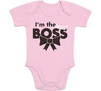 I'm The Real Boss Padre, Figlio, Figlia. Uomo e Bimba Body Neonato Manica Corta 0-3 Mesi Rosa