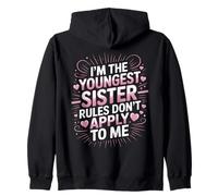 I'm The Youngest Sister Bambini Adulti Grandi Sorelle Fratelli Felpa con Cappuccio