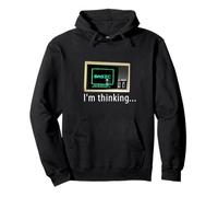 I'm Thinking Basic 80's Schermo del Computer Retro Tech Divertente Felpa con Cappuccio