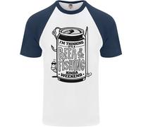 Im Thinking Birra & Pesca Fine Settimana Divertente DA UOMO S/S Baseball T-Shirt