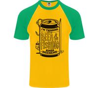 Im Thinking Birra & Pesca Fine Settimana Divertente DA UOMO S/S Baseball T-Shirt