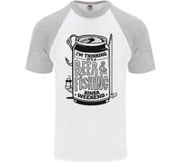 Im Thinking Birra & Pesca Fine Settimana Divertente DA UOMO S/S Baseball T-Shirt