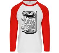 I'M Thinking Birra & Pesca Fine Settimana Divertente Uomo L/S Baseball T-Shirt