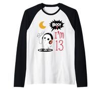 I'm Thirteen Funny 13 Ghost Spooky Birthday Halloween Theme Maglia con Maniche Raglan