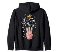 I'm This Many 3 Fingers Hand Fun Kids Felpa con Cappuccio