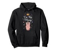 I'm This Many 3 Fingers Hand Fun Kids Felpa con Cappuccio