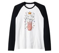 I'm This Many 3 Fingers Hand Fun Kids Maglia con Maniche Raglan