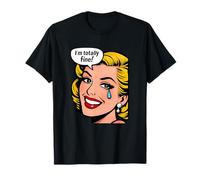 I'm Totally Fine Retro Comic Piangere Salute Mentale Maglietta