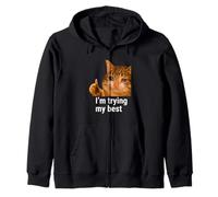 I'm Trying My Best Funny Crying Cat Meme Weird Cat Face Meme Felpa con Cappuccio