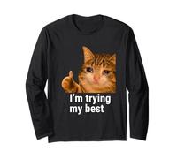 I'm Trying My Best Funny Crying Cat Meme Weird Cat Face Meme Maglia a Manica