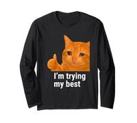 I'm Trying My Best Funny Crying Cat Meme Weird Cat Face Meme Maglia a Manica