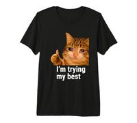 I'm Trying My Best Funny Crying Cat Meme Weird Cat Face Meme Maglietta Premium