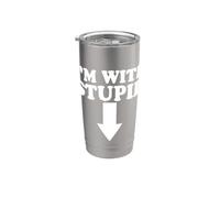 I'm with Stupid Arrow che punta verso il basso Divertente Sarcastico Detto Bicchiere termico in acciaio inox doppia parete