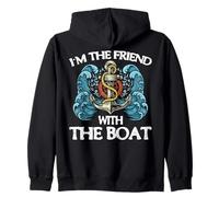 I'm with The Boat Barca Vela Capitano Sailor Pontoon Felpa con Cappuccio