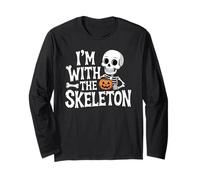 I'm with The Skeleton Halloween Costume papà Mamma Gruppo Coppia Maglia a Manica