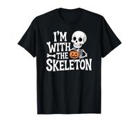 I'm with The Skeleton Halloween Costume papà Mamma Gruppo Coppia Maglietta