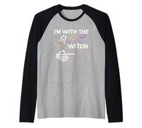 I'm with The Witch Tee Funny Halloween Costume per Lui e lei Maglia con Maniche Raglan