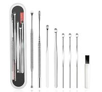 IMABAO - Set di 8 cucchiaini per la pulizia delle orecchie a doppia estremità in acciaio per rimuovere le curette