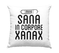 iMage Cuscino Mens sana in corpore Xanax pastiglie-Divertenti federa stampata con imbottitura - regalo per arredare divano casa