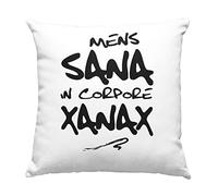 iMage Cuscino Mens sana in corpore Xanax ricetta pastiglie-Divertenti federa stampata con imbottitura - regalo per arredare divano casa