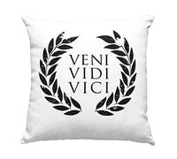 iMage Cuscino Veni vidi vici frase latina Gaio Giulio Cesare vittoria Roma federa stampata con imbottitura - regalo per arredare divano casa