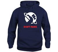 iMage Felpa Cappuccio Unisex Don't Panic Guida GALATTICA S-Blu Navy