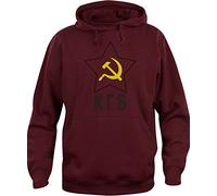 iMage Felpa Cappuccio Unisex KGB Unione Sovietica Servizi Segreti - Famosi XS-Bordeaux