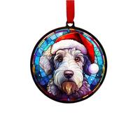 Image Industry Bedlington Terrier con cappello di Babbo Natale, decorazione acchiappasole - pallina per albero di Natale - amanti dei cani - riempitivo per calze - palline