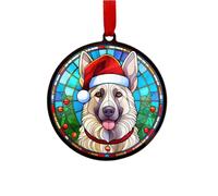 Image Industry Decorazione per albero di Natale, con pastore tedesco, cappello di Babbo Natale, per amanti dei cani, per riempire la calza della Befana, palline