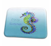 Image Of Enjoy Summer Words Aqua Violet And Lime Seahorse - Beach And Tropical Art Tappeto Entrata Confortevole Zerbino Ingresso Asciugatura Rapida Tappeti Da Bagno Per Corridoio Vasca 40X60 Cm