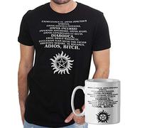 iMage Promo T-Shirt con Tazza Mug Abbinata Preghiera esorcismo Winchester - Serie TV - Uomo XXL - Nera